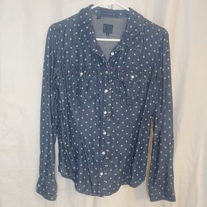 Guess Natalie Shirt/Shacket long sleeve button down Polka dots Lycell Si…